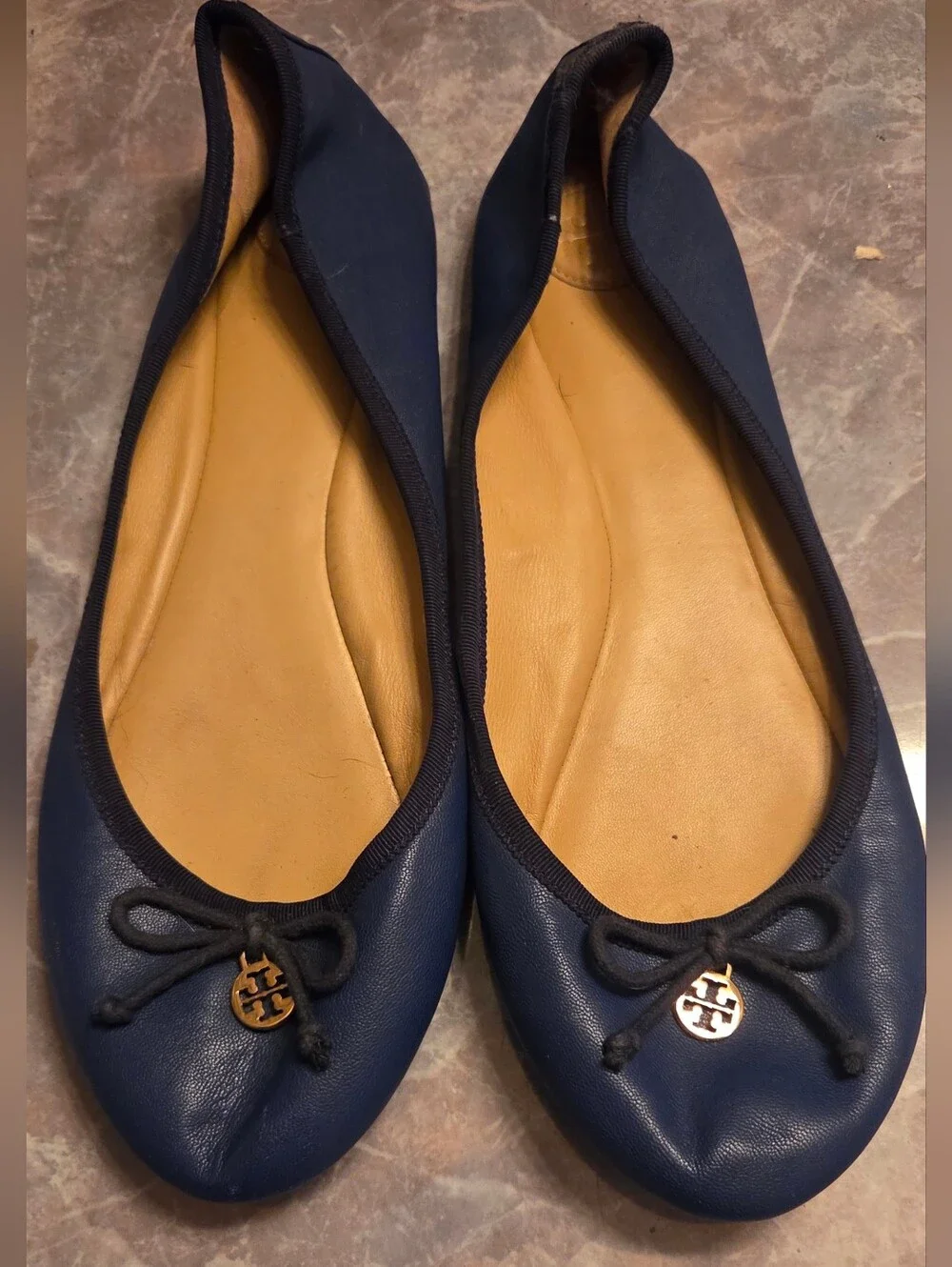 Tory Burch Navy Reva Ballet Flats